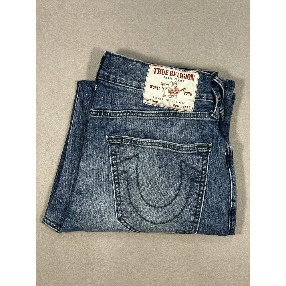True Religion Bobby Relaxed Baggy Jeans Mens 30 Blue Medium Wash Stretch